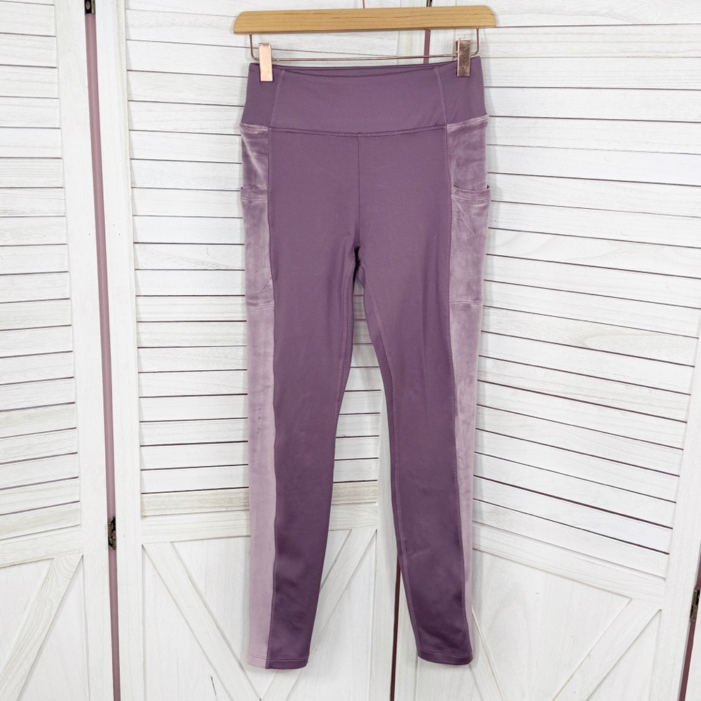 Pink Victoria's Secret Velour Side Pocket Leggings High Waist Mauve Small